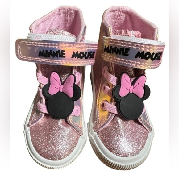 - Disney Minnie Mouse Girls Pink Glitter Shoes like new size 4 - Picture 1 of 8